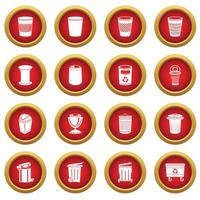 Trash can icons set, simple style vector
