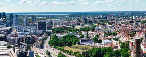 Beautiful panoramic view of Tallinn, the capital of Estonia with an old town in the middle of the city. photo