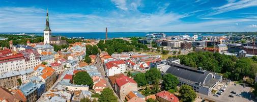 Beautiful panoramic view of Tallinn, the capital of Estonia with an old town in the middle of the city. photo