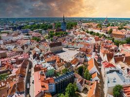 Beautiful aerial view of Tallinn old town. Medieval city in Northen Europe. photo