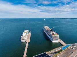 Huge MSC cruise ship docked in a port in Tallinn. photo