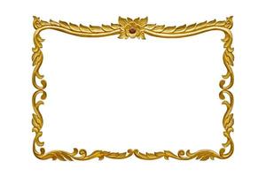 Gold wooden frame on white background with clipping path photo