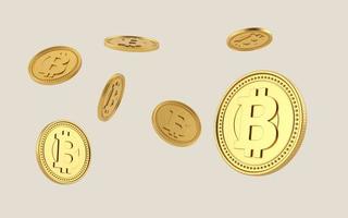 Bitcoin coin flying on clear background. Bitcoins cryptocurrency. photo