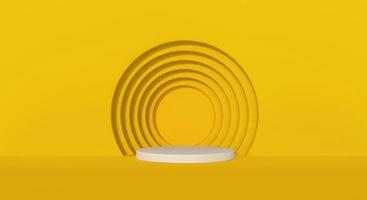 Yellow podium with circles background. photo