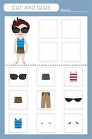 worksheet vector design, the task is to cut and paste the clothes from the sample.