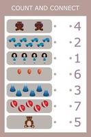 Count and connect the number of toys and the number vector