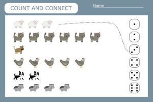 Count and connect the number of pets  and the number vector