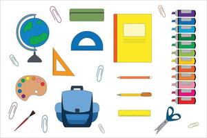 Back to school  elements isolated on gray background. Equipment learning office accessories vector