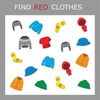 Find the  red stationery for school character among others. Looking for red. Logic game for children. vector