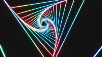 Abstract image of multicolored neon light swirl triangle lines.,futuristic abstract,geometric background,3d rendering photo