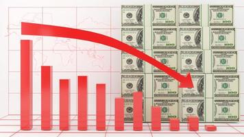 depreciation of the US currency,economic recession,investment down,currency conversion rate,3d rendering photo