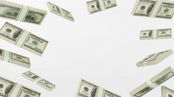 imagen de billetes estadounidenses flotando sobre un fondo blanco, sistema de financiación de inversiones, representación 3d foto