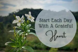 Motivational and Inspiration quote - Start each day with a grateful heart. photo