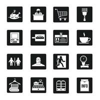 Supermarket navigation icons set, simple style vector