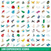 100 experience icons set, isometric 3d style vector