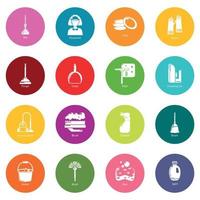 Cleaning tools icons set colorful circles vector