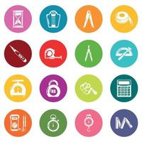 Measure precision icons set colorful circles vector