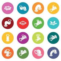 Pipeline constructor icons set colorful circles vector