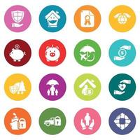 Insurance icons set colorful circles vector