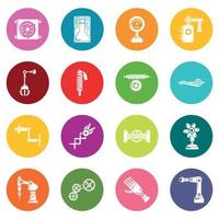 Technical mechanisms icons set colorful circles vector