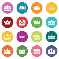 Crown gold icons set colorful circles vector