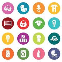 Baby born icons set colorful circles vector