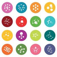 conjunto de iconos de molécula vector de círculos coloridos