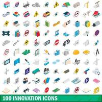 100 innovation icons set, isometric 3d style vector