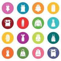 Fashion clothes wear icons set colorful circles vector