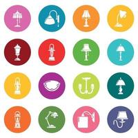 Lamp icons set colorful circles vector