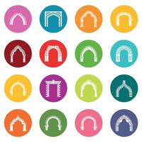 Arch types icons set colorful circles vector