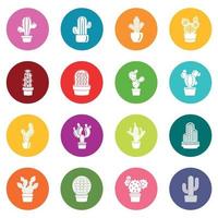 Cactus icons set colorful circles vector