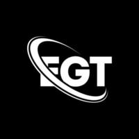 logotipo de egt. eg carta. diseño del logotipo de la letra egt. logotipo de iniciales egt vinculado con un círculo y un logotipo de monograma en mayúsculas. tipografía egt para tecnología, negocios y marca inmobiliaria. vector