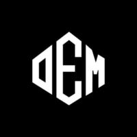 OEM letter logo design with polygon shape. OEM polygon and cube shape logo design. OEM hexagon vector logo template white and black colors. OEM monogram, business and real estate logo.