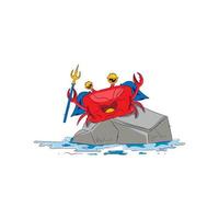 hand drawn crab cartoon illustration vector