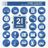 Icon Set Hobby. suitable for education symbol. long shadow style. simple design editable. design template vector. simple illustration vector