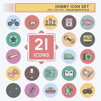 Icon Set Hobby. suitable for education symbol. color mate style. simple design editable. design template vector. simple illustration vector