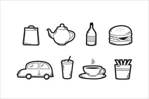 Fast food icons set on a white background vector