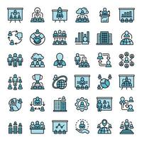 Corporate governance icons set outline vector. Chief office vector