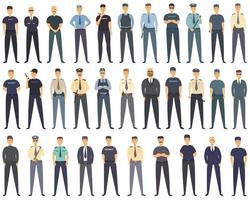Security guard icons set cartoon vector. Police standing vector