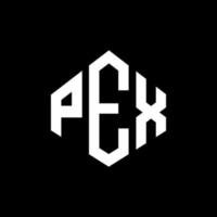 PEX letter logo design with polygon shape. PEX polygon and cube shape logo design. PEX hexagon vector logo template white and black colors. PEX monogram, business and real estate logo.