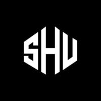 SHU letter logo design with polygon shape. SHU polygon and cube shape logo design. SHU hexagon vector logo template white and black colors. SHU monogram, business and real estate logo.