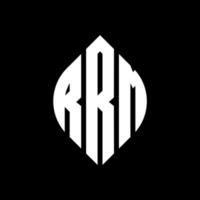 RRM circle letter logo design with circle and ellipse shape. RRM ellipse letters with typographic style. The three initials form a circle logo. RRM Circle Emblem Abstract Monogram Letter Mark Vector. vector
