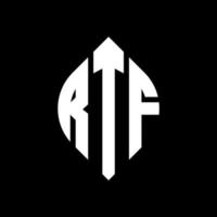 diseño de logotipo de letra de círculo rtf con forma de círculo y elipse. Letras de elipse rtf con estilo tipográfico. las tres iniciales forman un logo circular. vector de marca de letra de monograma abstracto de emblema de círculo rtf.