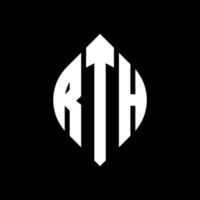 diseño de logotipo de letra de círculo rth con forma de círculo y elipse. rth letras elipses con estilo tipográfico. las tres iniciales forman un logo circular. vector de marca de letra de monograma abstracto del emblema del círculo rth.