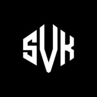 SVK letter logo design with polygon shape. SVK polygon and cube shape logo design. SVK hexagon vector logo template white and black colors. SVK monogram, business and real estate logo.