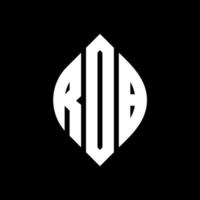 ROB circle letter logo design with circle and ellipse shape. ROB ellipse letters with typographic style. The three initials form a circle logo. ROB Circle Emblem Abstract Monogram Letter Mark Vector. vector