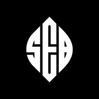 SEB circle letter logo design with circle and ellipse shape. SEB ellipse letters with typographic style. The three initials form a circle logo. SEB Circle Emblem Abstract Monogram Letter Mark Vector. vector