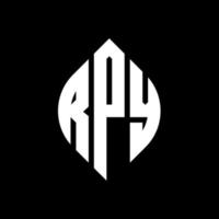 RPY circle letter logo design with circle and ellipse shape. RPY ellipse letters with typographic style. The three initials form a circle logo. RPY Circle Emblem Abstract Monogram Letter Mark Vector. vector