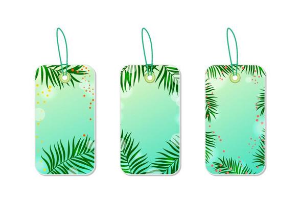 Summer Sale tags with palm leaves set